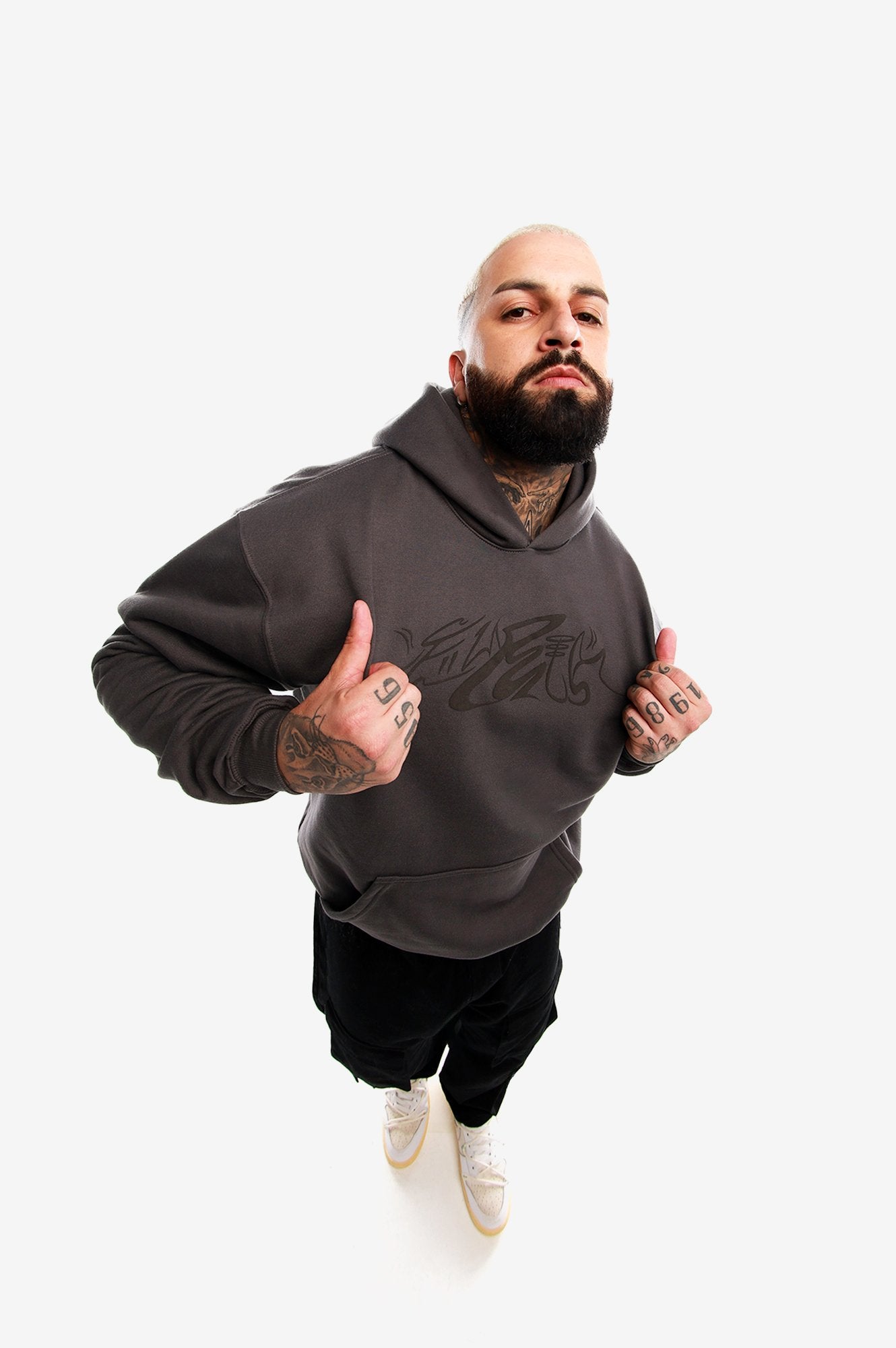DARK GREY FURIA FIRE PANTHER OVERSIZED HOODIE
