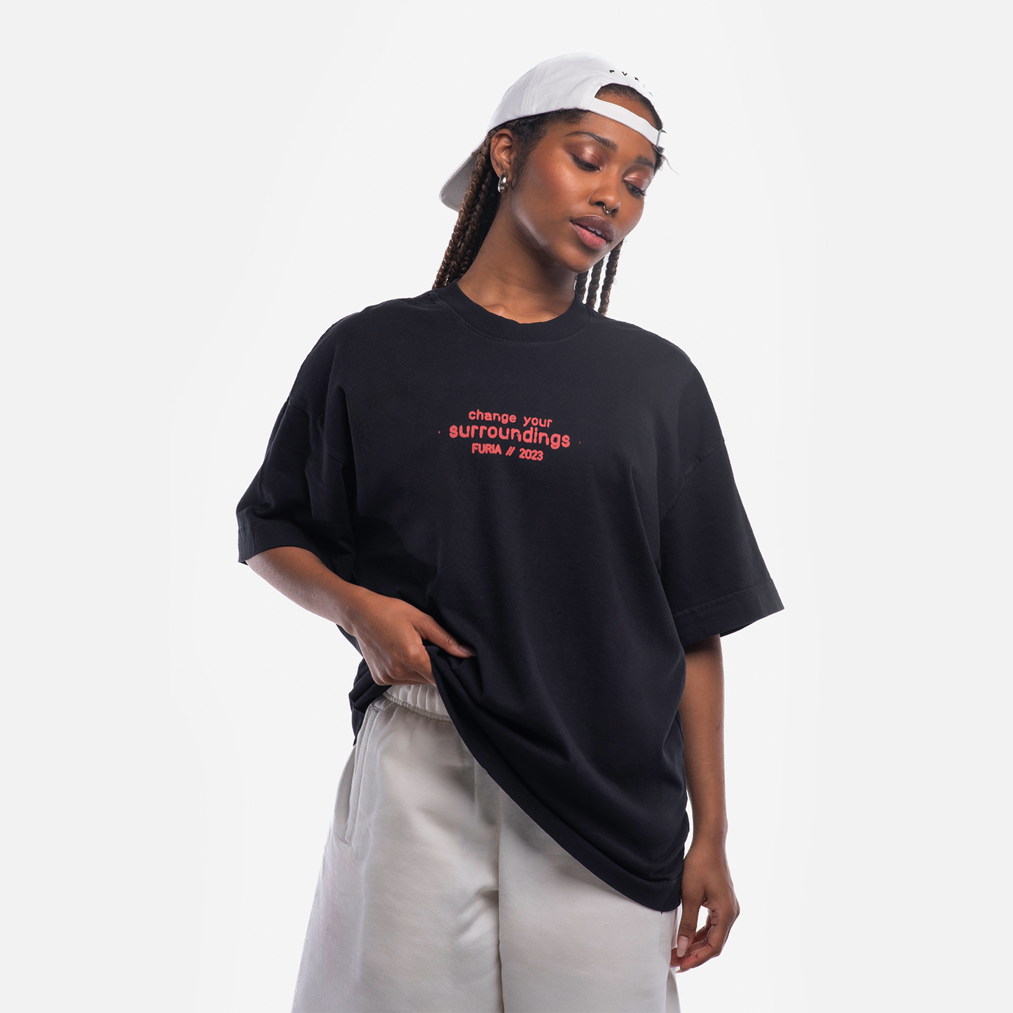 BLACK FURIA RATZ BACK OVERSIZED T-SHIRT