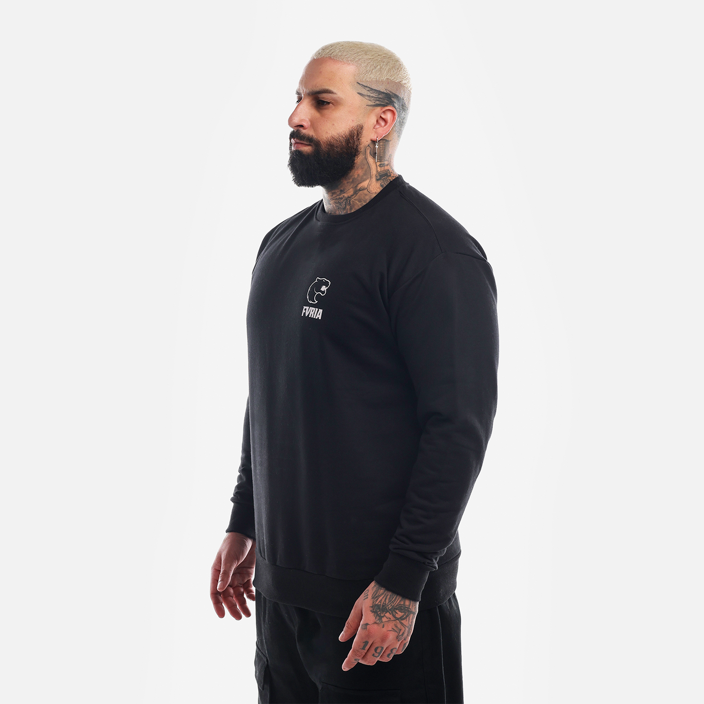 BLACK FURIA CLASSIC POCKET CREWNECK SWEATSHIRT